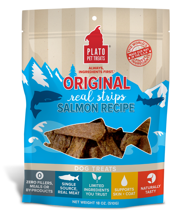 Plato Original Real Strips Salmon Dog Treats