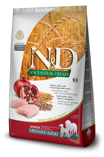 Farmina N&D Ancestral Grain Canine Chicken, Spelt, Oats & Pomegranate Senior Medium/Maxi Dry Food 26.4lb