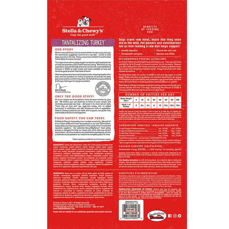 Stella & Chewy's Tantalizing Turkey Frozen Raw Dinner Patties