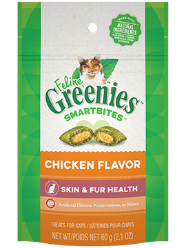 Greenies Feline Smartbites Skin & Fur Health Treats Chicken Flavor