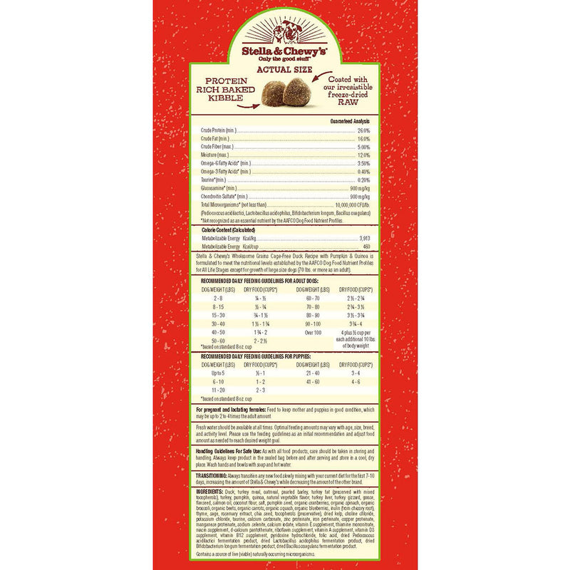 Stella & Chewy's Raw Coated Kibble with Wholesome Grains - Duck