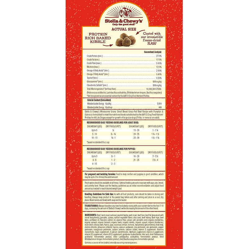 Stella & Chewy's Small Breed Raw Coated Kibble with Wholesome Grains - Beef