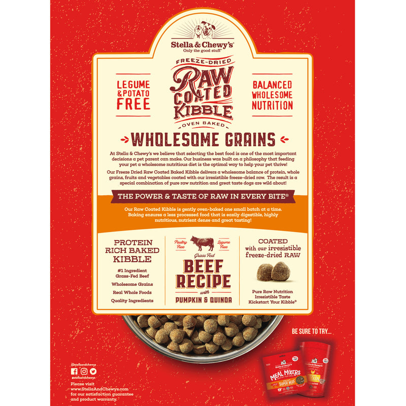 Stella & Chewy's Raw Coated Kibble with Wholesome Grains - Beef