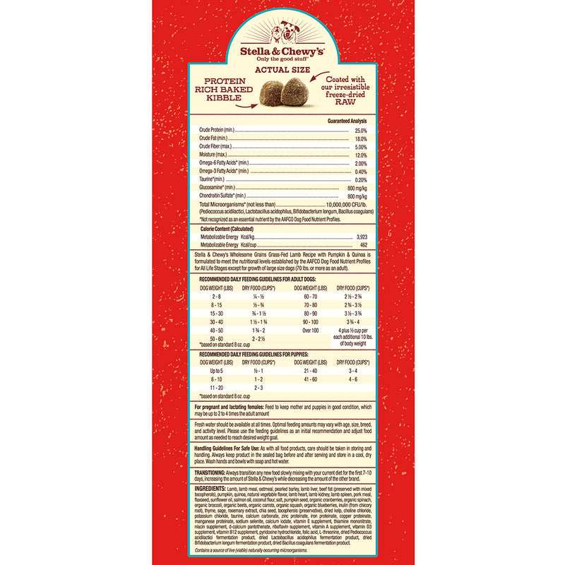 Stella & Chewy's Raw Coated Kibble with Wholesome Grains - Lamb