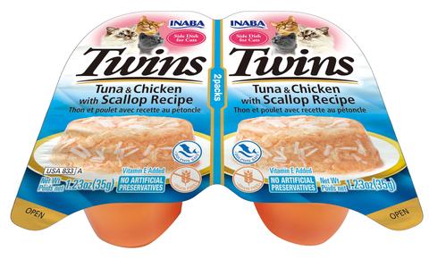 Inaba Twins Tuna, Chicken with Scallop Wet Cat Food 1.23 oz, 2 Pack