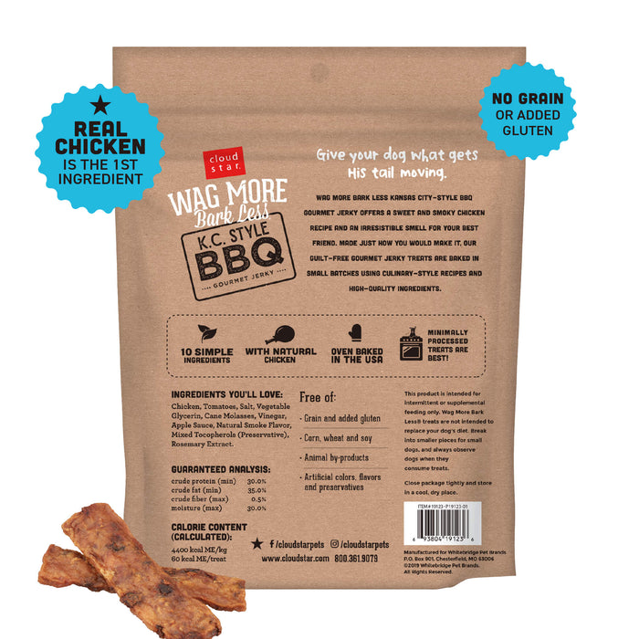 Wag More Bark Less Jerky, BBQ Grilled Chicken, 10 oz