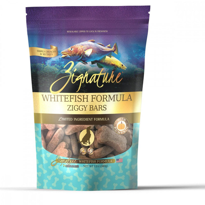 Zignature Ziggy Bars Treat, Whitefish Formula, 12 oz